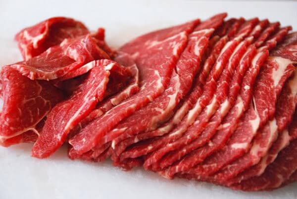 Thịt bò sơ chế cắt lát mỏng 
