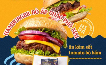 BỮA ĂN SÁNG CHO CẢ NHÀ: HAMBURGER BÒ ÁP CHẢO PHÔ MAI ĂN KÈM SỐT TOMATO BÒ BĂM