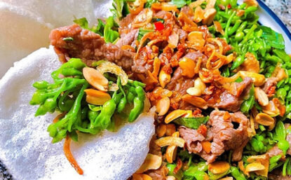 Cách Trộn Salad Hoa Thiên Lý Thịt Bò Thơm Mát